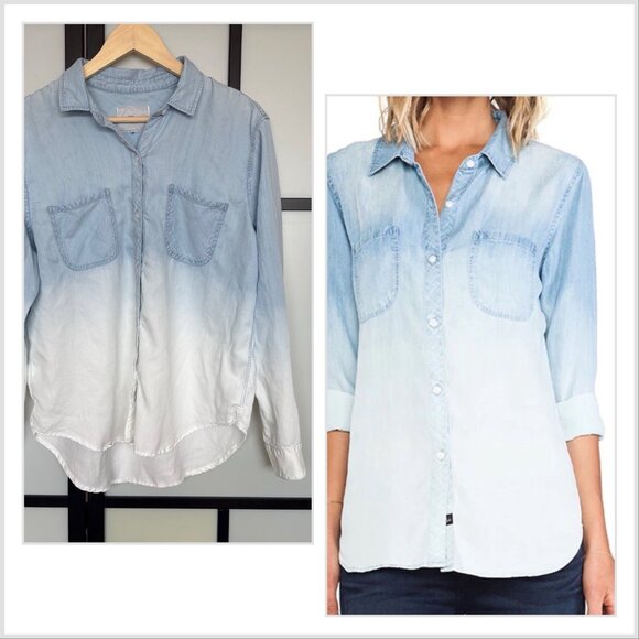 Rails Women's Carter Denim Button Down in Ombre Denim Size L Western Boho Beachy - Picture 1 of 16